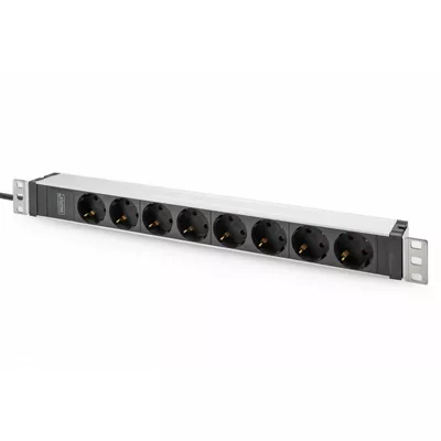 Digitus Listwa zasilająca PDU 19&quot; Rack, 8x gniazdo ze stykami ochronnymi unischuko 16A/230V, 1x wtyczka IEC C20, 16A, przewód zasilający 2 m, Aluminiowa
