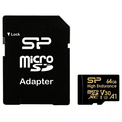 Silicon Power Karta pamięci microSDXC High Endurance 64GB V30 UHS-1 U3 A1 24/7 + ADAPTER microSD-SD
