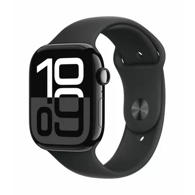 Apple Watch Series 10 GPS + Cellular, koperta 46 mm z aluminium w kolorze onyksu z paskiem sportowym w kolorze czarnym - rozmiar M/L