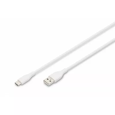 Digitus Kabel zasilający silikonowy USB-A - USB-C, USB 2.0 60W, 1m Biały