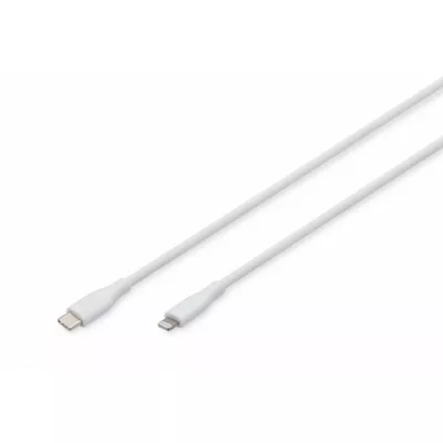 Digitus Kabel zasilający silikonowy USB-C - Lightning, USB 2.0 60W, certyfikat MFI, 1m Biały