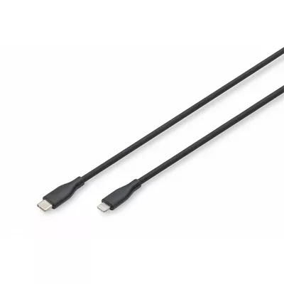Digitus Kabel zasilający silikonowy USB-C - Lightning, USB 2.0 60W, certyfikat MFI, 2m Czarny