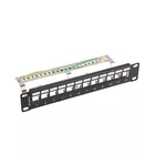 Lanberg Patch Panel 12 Port 1U 10 cali FTP z organizatorem do modułów      keystone czarny