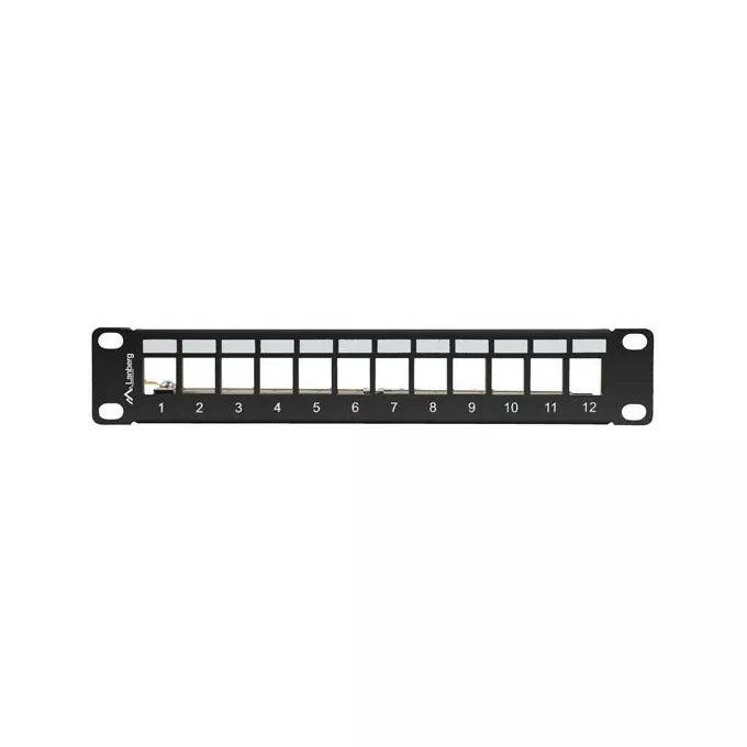 Lanberg Patch Panel 12 Port 1U 10 cali FTP z organizatorem do modułów      keystone czarny