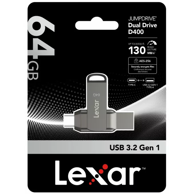 Lexar Pendrive Dual Drive D400 64GB USB-C/A 3.1 130MB/s