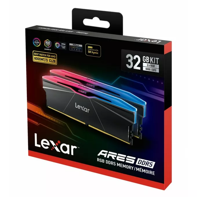 Lexar Pamięć DDR5 ARES RGB 32GB(2*16GB)/6000 CL26 czarna