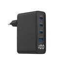 Gembird Ładowarka uniwersalna 100W GaN 1xUSB-A 3xUSB-C szybkie ładowanie LCD czarna