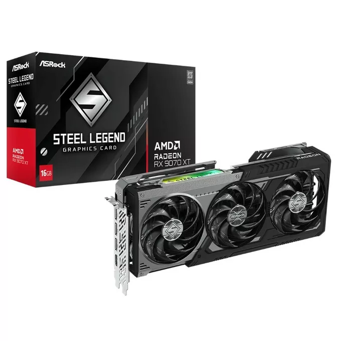 ASRock Karta graficzna RX 9070 XT STEEL LEGEND DARK 16GB GDDR6 256bit 3DP/HDMI