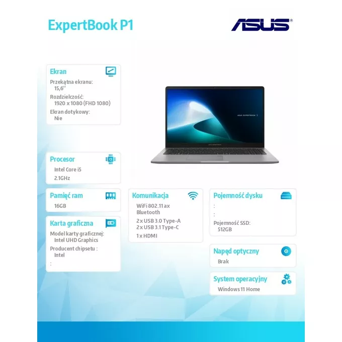 Asus Notebook P1503CVA-S70860W i5 13420H 16/512