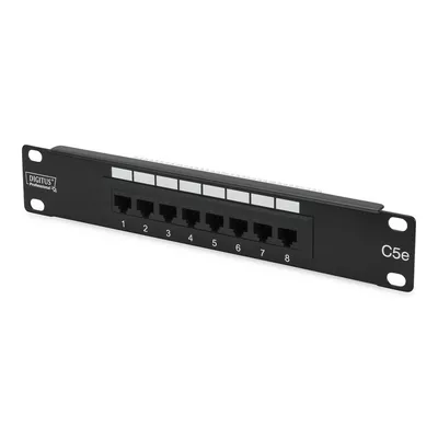 Digitus Patch panel 10&quot; 8 portów, kat.5e, U/UTP, 1U, czarny (kompletny)