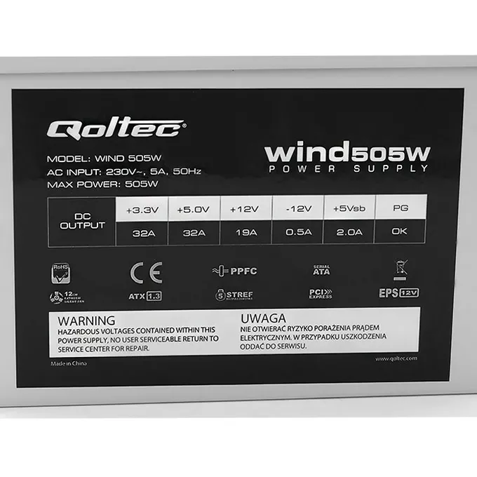 Qoltec Zasilacz ATX Wind 505W (bulk)