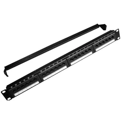 Gembird Patch Panel 24 Porty 1U 19'' Kat.5e z funkcją organizacji kabli  czarny