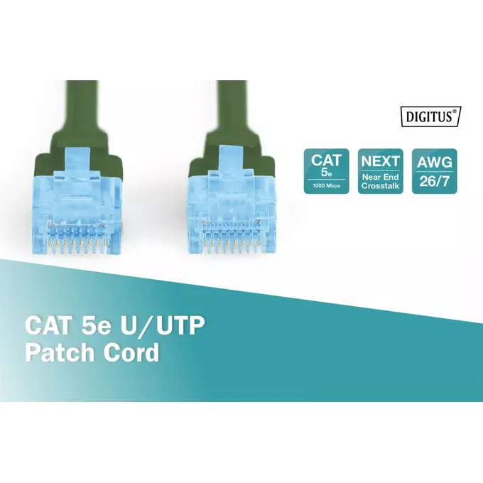 Digitus Patch cord U/UTP kat.5e PVC 2m Zielony