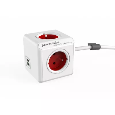 Allocacoc Listwa zasilaj±ca PowerCube Extended USB 1,5m Red 2402RD/FREUPC