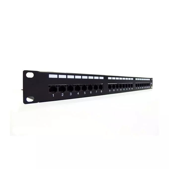 Digitus Patch panel 19&quot; 24 porty, kat.6, U/UTP, 1U, wspornik kablowy, czarny (kompletny)