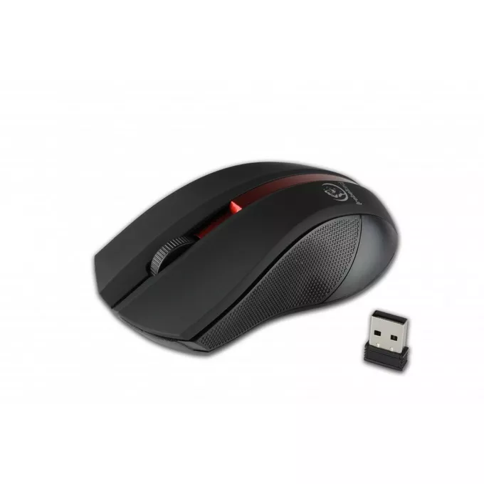 Rebeltec Bezprzewodowa mysz optyczna, GALAXY Black/red, powierzchnia gumowana