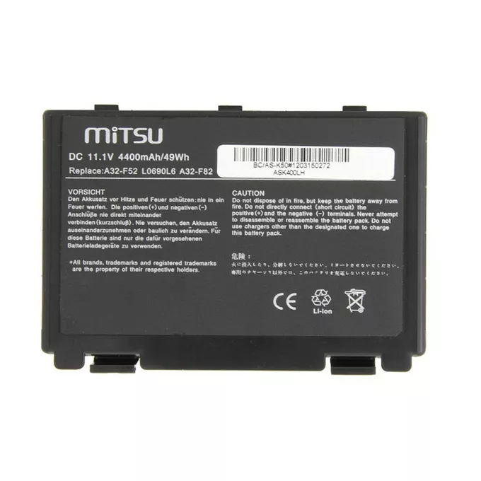 Mitsu Bateria do Asus F82, K40, K50, K60, K70 4400 mAh (49 Wh) 10.8 - 11.1 Volt
