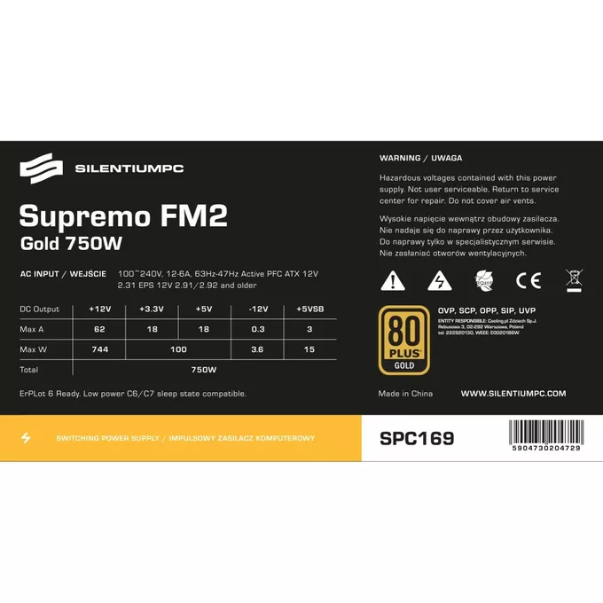 SilentiumPC Supremo FM2 Gold 750W Modular