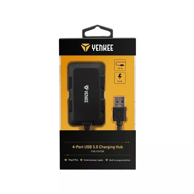 YENKEE Hub ładujący z 4 portami USB YHB 4341BK,