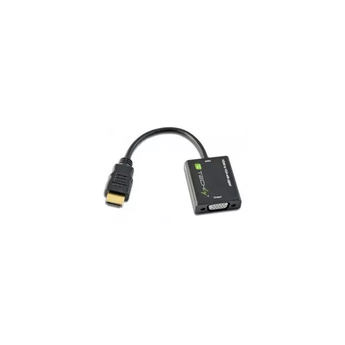 Techly Adapter HDMI męski na VGA żeński, czarny, 10cm