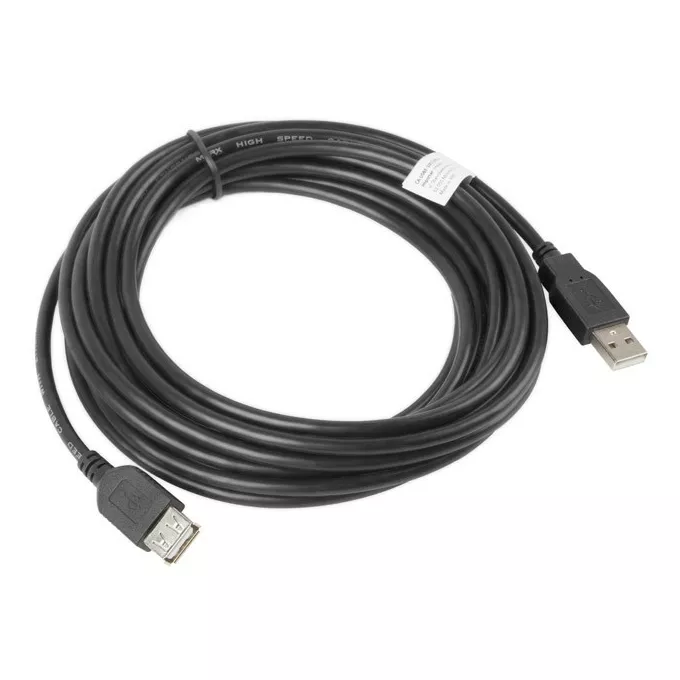 Lanberg Przedłużacz kabla USB 2.0 AM-AF czarny 5M