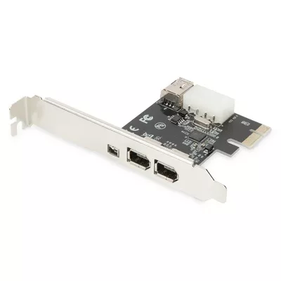 Digitus Karta (Kontroler) Firewire (400) PCI Exp., 2xZew. 1xZew.(Mini) IEEE1394a 6pin+Mini,Low Profile,VT6308P