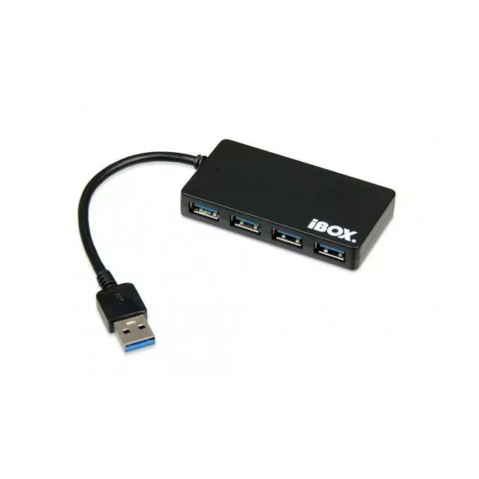 iBOX Hub USB 3.0 4-porty, slim IUH3F56 (4x USB 3.0) Czarny