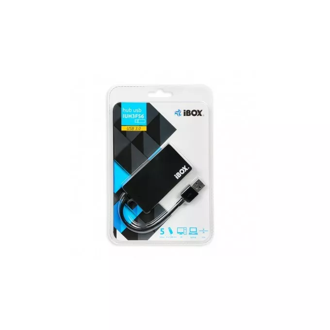 iBOX Hub USB 3.0 4-porty, slim IUH3F56 (4x USB 3.0) Czarny