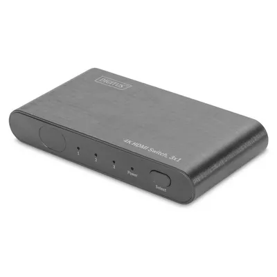 Digitus Przełącznik/Switch HDMI 3-portowy, 4K 60Hz UHD 3D HDR, HDCP 2.2, audio