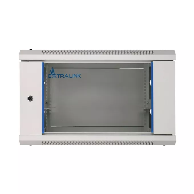 Extralink Szafka wisząca rack 6U 600x600 szara szklane drzwi