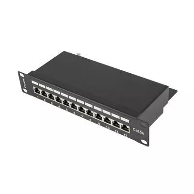 Lanberg Patch Panel 12 Port 1U 10 cali kat.5e ekranowany czarny