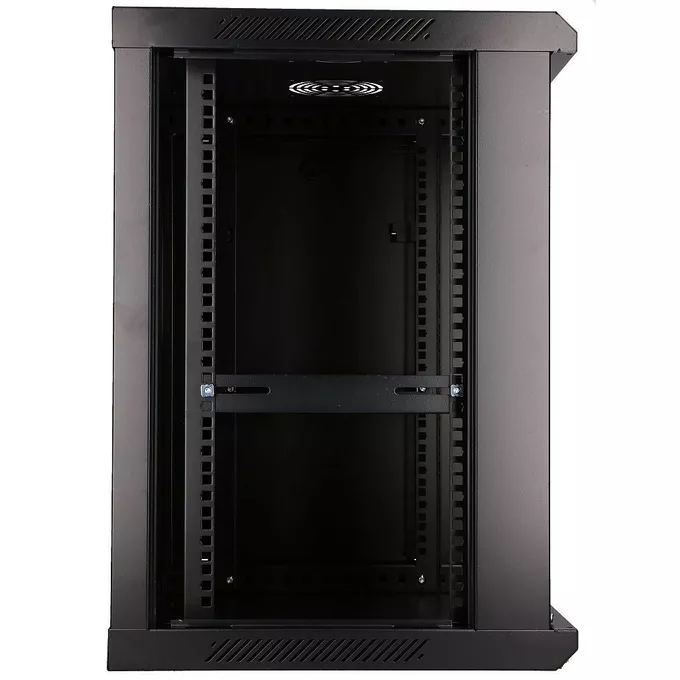 Extralink Szafka wisząca rack 12U 600x600 czarna szklane drzwi