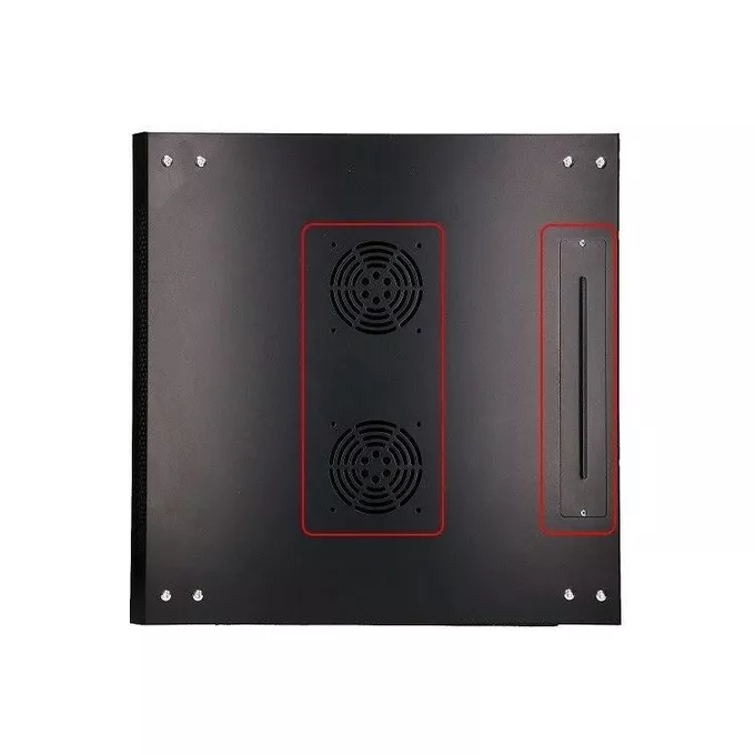 Extralink Szafka wisząca rack 12U 600x600 czarna szklane drzwi