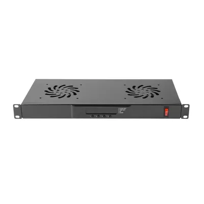 Lanberg Panel wentylacyjny LCD poziomy 1U z termostatem do szaf, 19 cali, 2 wentylatory, 230V, czarny