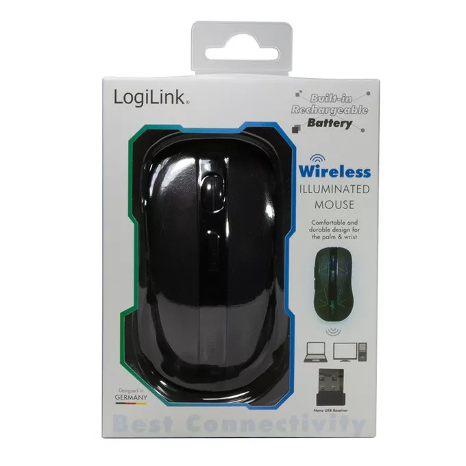 LogiLink Mysz bezprzewodowa 2.4 GHz, optyczna, z podświetleniem LED
