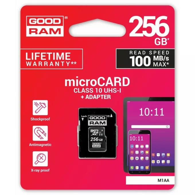 GOODRAM Karta microSD 256GB CL10 UHS I + adapter