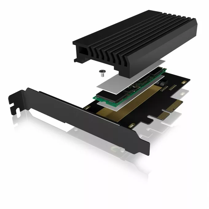 IcyBox Karta PCIe z gniazdem M.2 M-Key dla jednego dysku SSD M.2 NVMe IB-PCI214M2-HSL