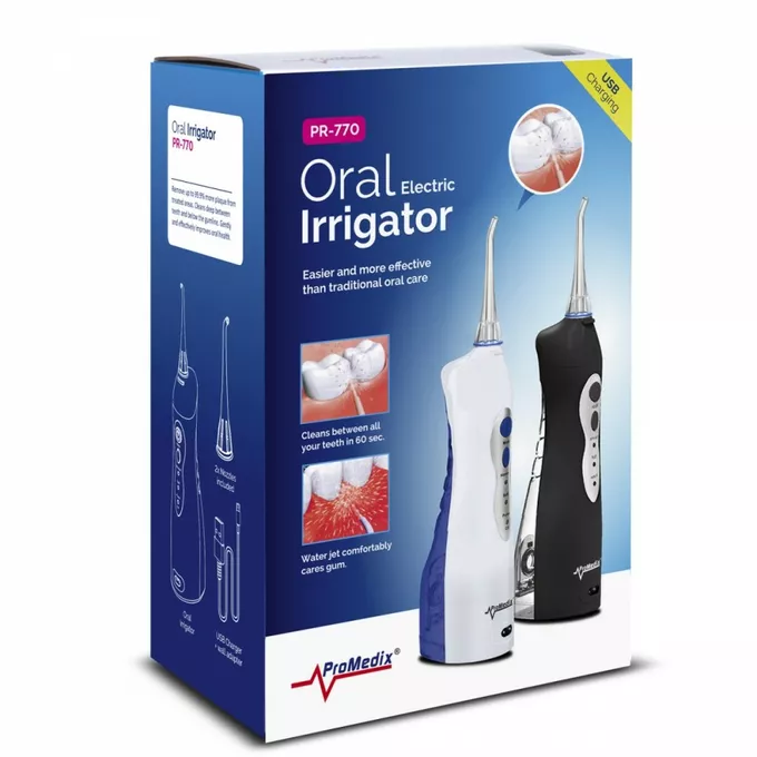 ProMedix Irygator Dentystyczny Stomatologiczny Do Zębów Bezprzewodowy Promedix PR-770 W Końcówki 2szt, Kolor Biały
