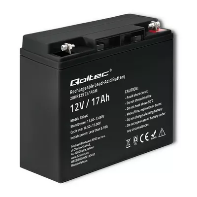 Qoltec Akumulator AGM 12V | 17Ah | max. 255A