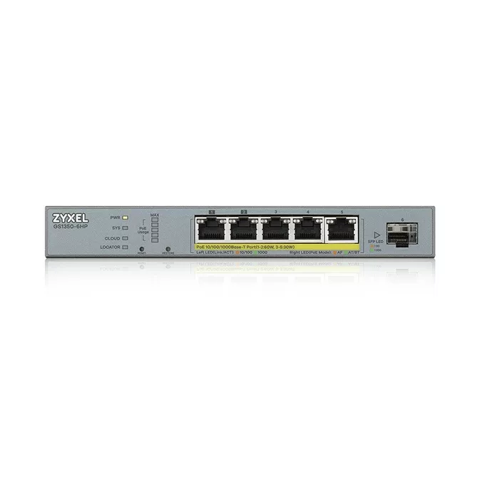 Zyxel Przełącznik zarządzalny GS1350-6HP CCTV PoE LR 60W 802.3BT