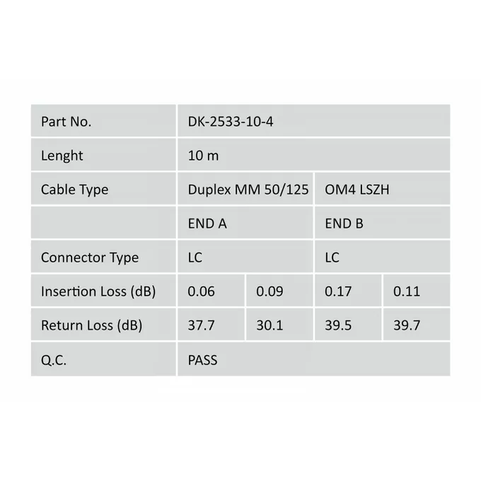 Digitus Patch cord światłowodowy FO LC-LC MM 50/125 OM4 duplex LSOH 10m
