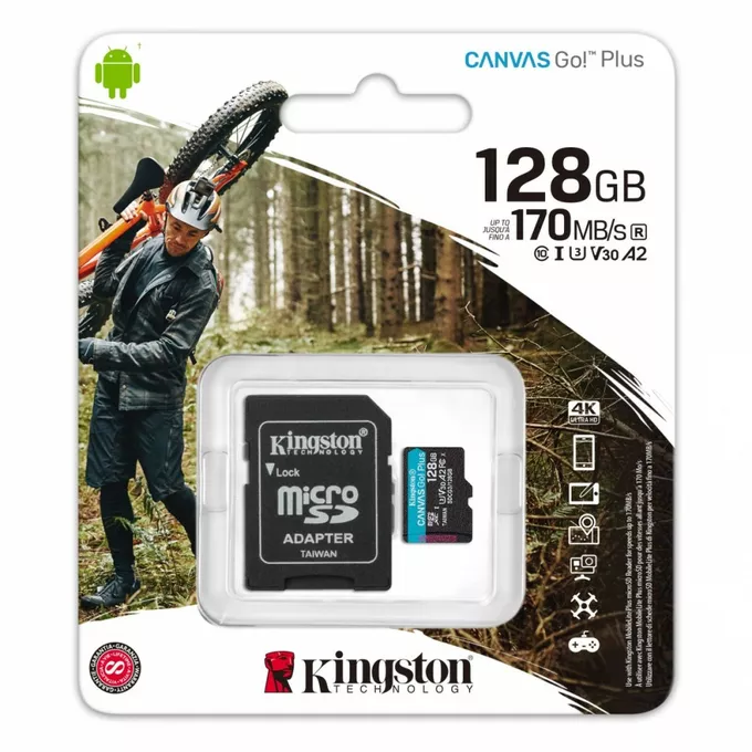 Kingston Karta pamięci microSD 128GB Canvas Go! Plus 170/90MB/s Adapter