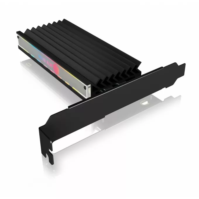 IcyBox Karta PCIe z gniazdem M.2 M-Key dla jednego dysku SSD M.2 NVMe, podświetlenie ARGB IB-PCI224M2-RGB