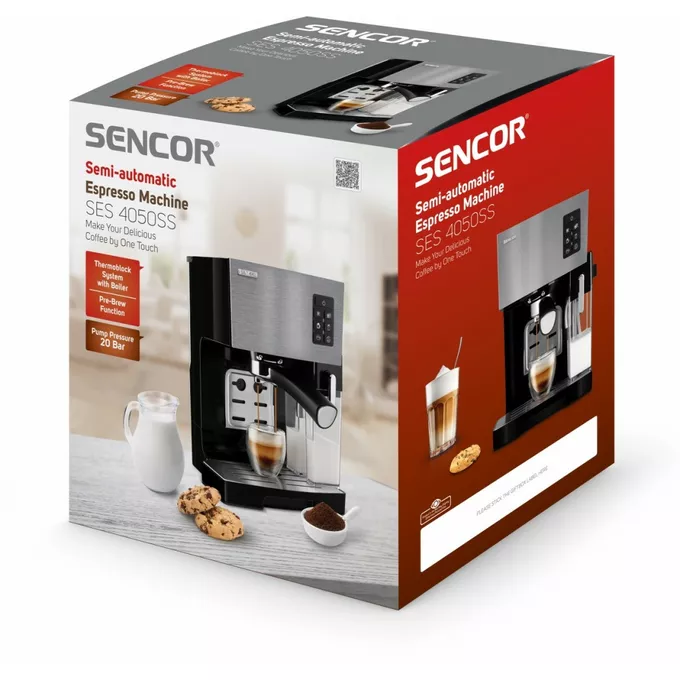 Sencor Ekspres ciśnieniowy półautomatyczny SES 4050SS Moc 1450W, 20 barów