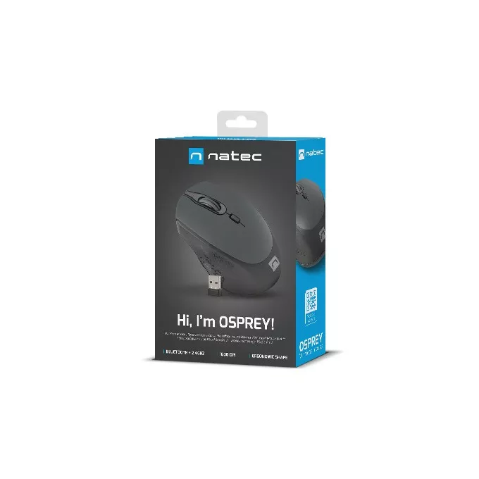 Natec Mysz bezprzewodowa Osprey 1600DPI Bluetooth + 2.4GHz Czarno-szara