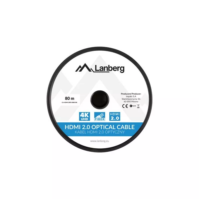 Lanberg Kabel HDMI M/M v2.0 CA-HDMI-20FB-0800-BK 80m czarny