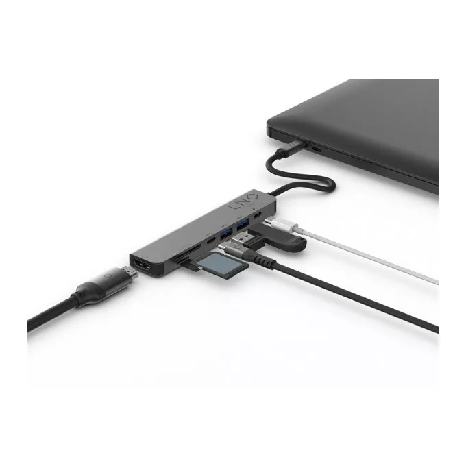 Linq Hub 7w1 2xUSB 3.0,USB-C, USB-C PD, HDMI, SD, microSD
