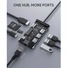 AUKEY CB-C91 aluminiowy HUB USB-C | 8w1 | RJ45 Ethernet 10/100/1000Mbps | 3xUSB 3.1 | HDMI 4k@30Hz | SD i micro SD | USB-C Power Delivery 100W