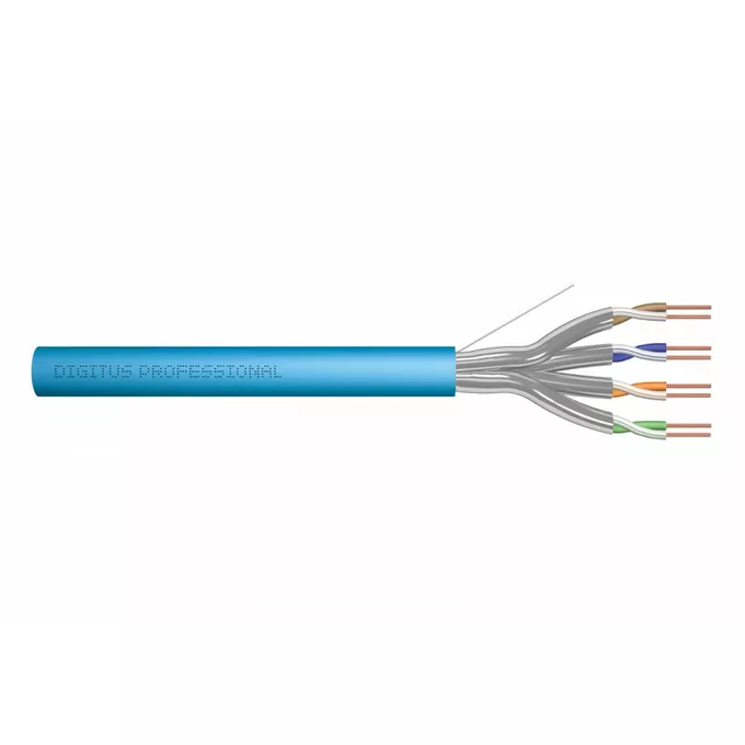 Digitus Kabel teleinformatyczny instalacyjny kat.6A, U/FTP, Dca, drut, AWG 23/1, LSOH, 100m ofoliowany Niebieski