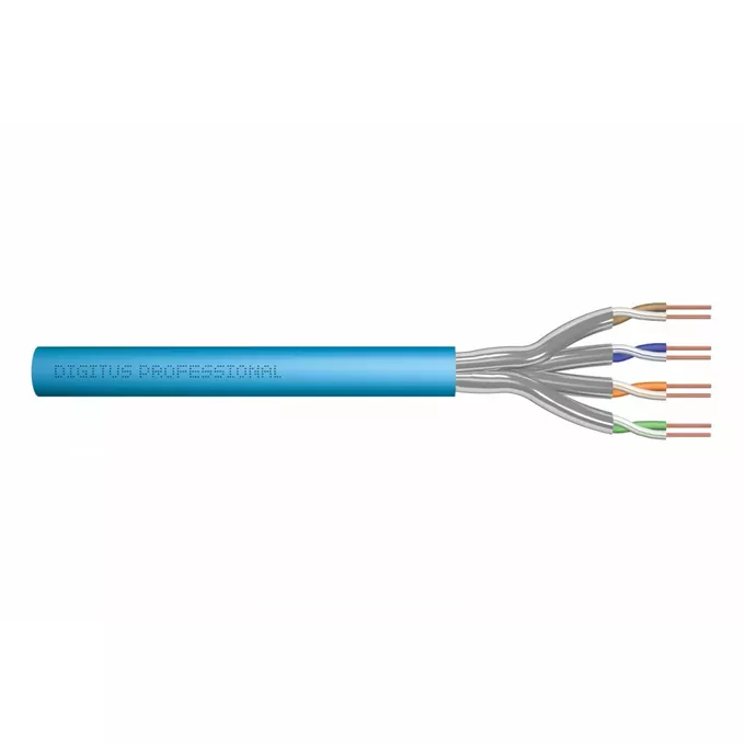 Digitus Kabel teleinformatyczny instalacyjny kat.6A, S/FTP, Eca, drut, AWG 23/1, LSOH, 100m ofoliowany Niebieski